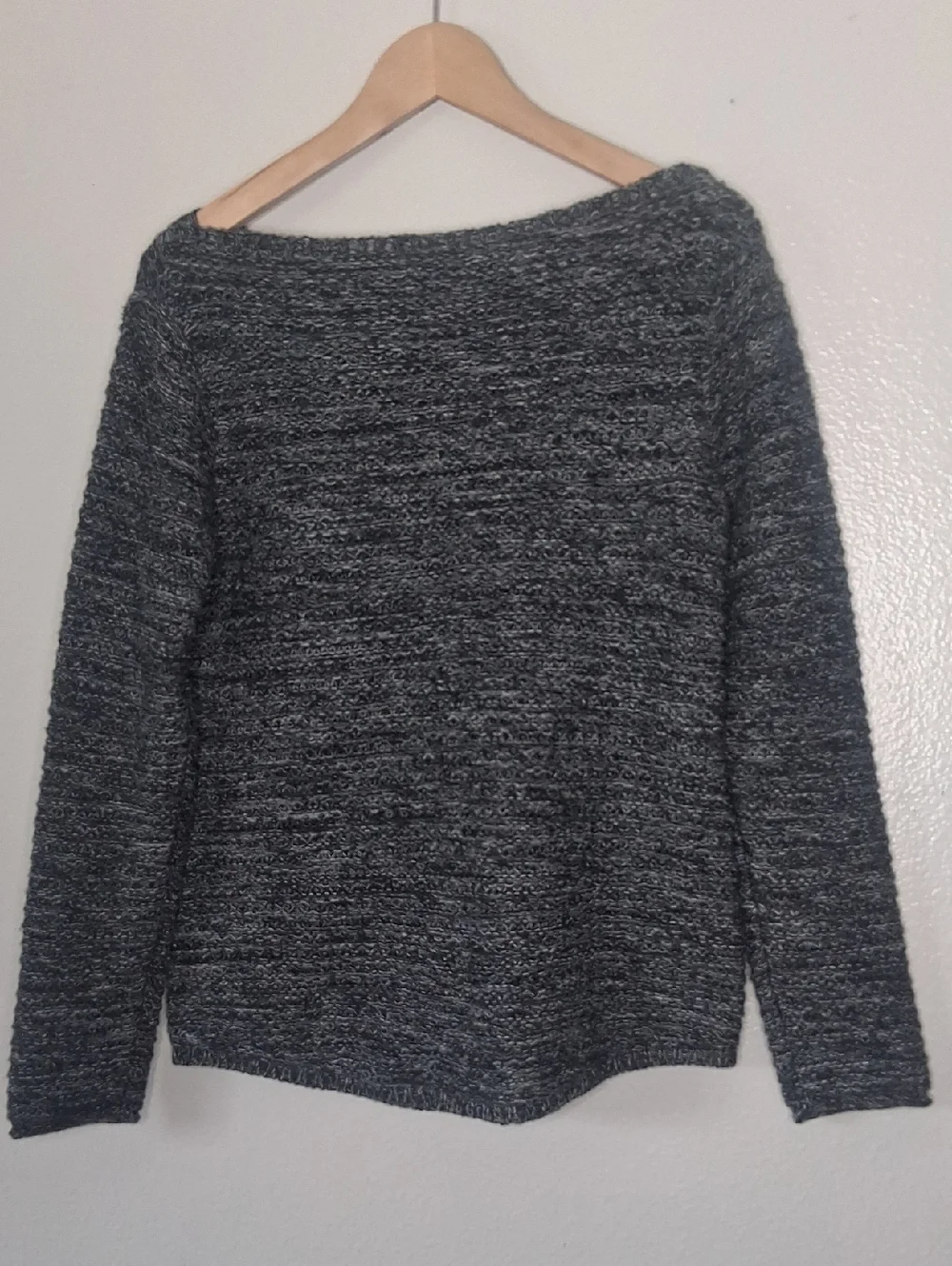 Athleta Extra Fine Merino Wool Long Sleeve Sweater Chunky Knit Grey Pockets Sz S